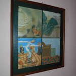 Set of 2 framed art prints in quadriptych, 36x41 cm