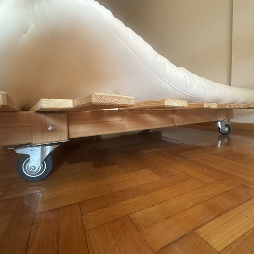 Bedrock bed with wheels and cotton futon mattress like new