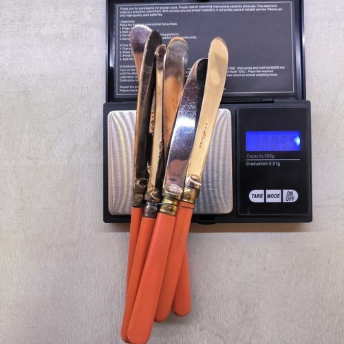 E.P.N.S. vintage silver-plated spoon and knife set new, Victorian style, 1932