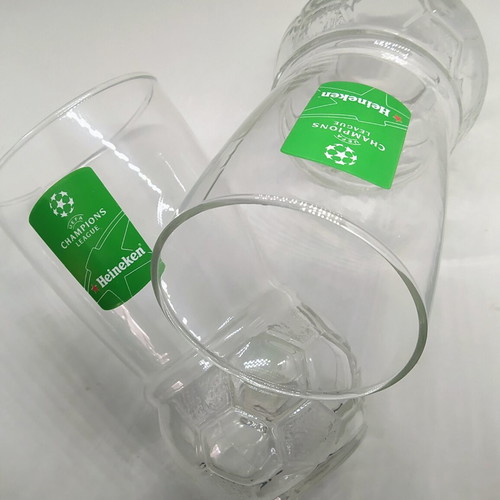 Heineken beer glasses collectible UEFA Champions League special edition, new, set of 2