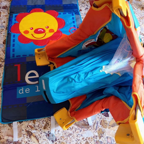 Foldable Travel Playpen with Mattress and Wheels, Like New