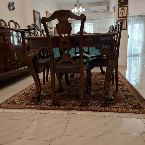 Dining table set like new with chairs and buffet