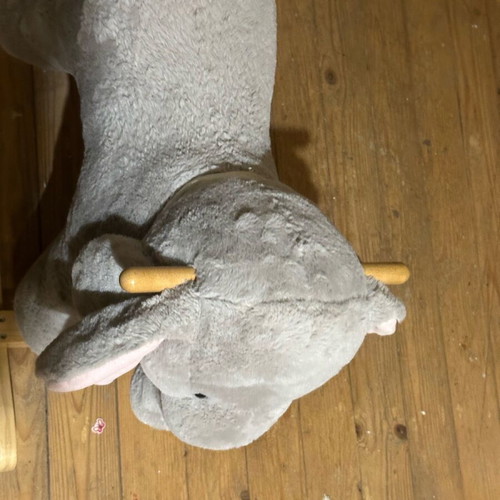 Rocking elephant toy new with tag, gray with pink details