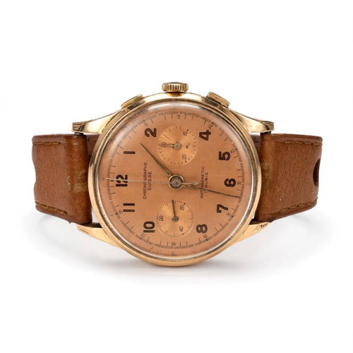 Chronographe Suisse vintage chronograph 18K gold used
