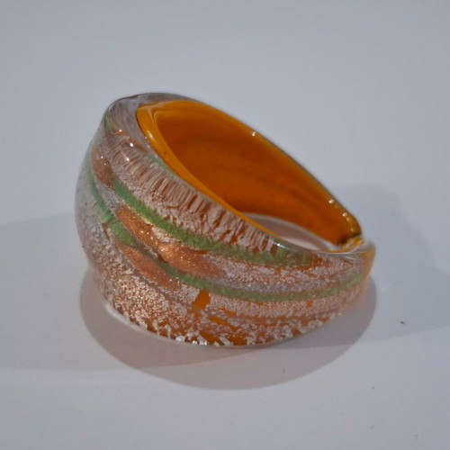 Vintage Murano glass ring with gold foil size 66EU new