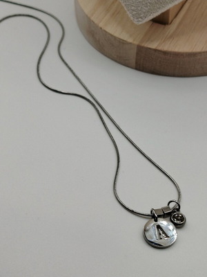 Handmade necklace new from crystal and stainless steel with silver monogram