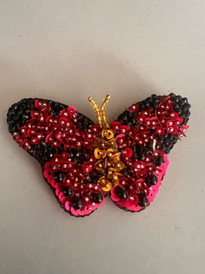 Handmade butterfly pin with sequins and beads new
