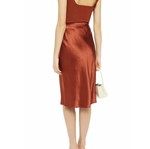 Vince Crinkled Satin Skirt Orange Rust Color Size Small New