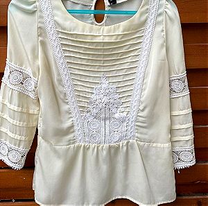 Υπέροχη boho μπλούζα -πουκαμίσα Bianco noXL (στενή γραμμή  καλύτερα L) μανίκια 3/4