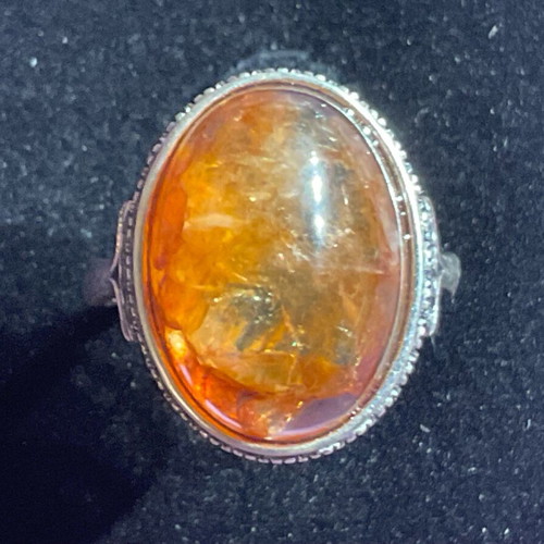 Fire Quartz Silver Ring one size