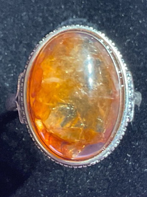 Fire Quartz Silver Ring one size