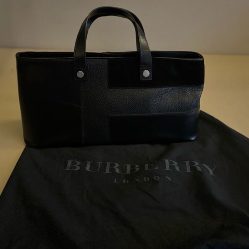 Burberry leather handbag genuine used, black