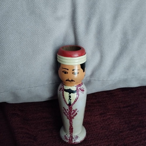Decorative wooden dolls used, vintage hand-painted pair from Egypt