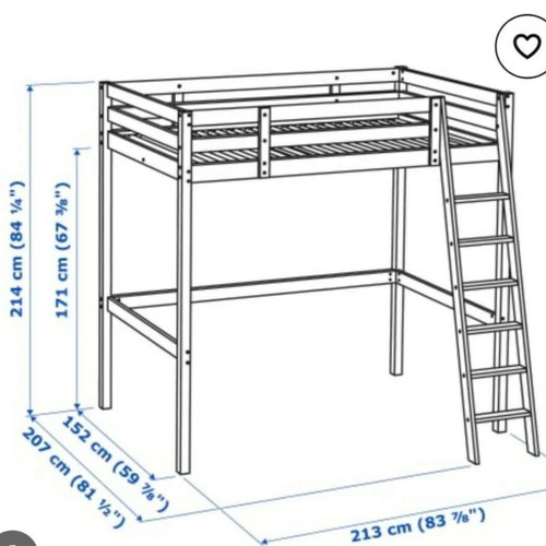 Bed frame used with scratches, sturdy and wall-mounted