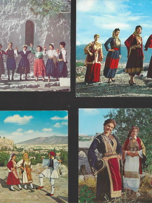 Folklore postcards used, pack of 4 with traditional 70s costumes