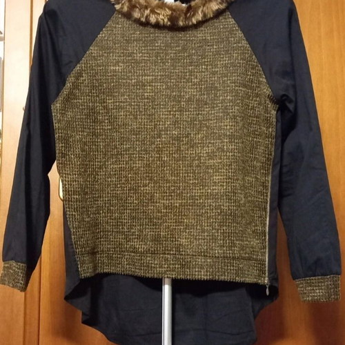 Figaro asymmetrical blouse like new, size M, black and brown