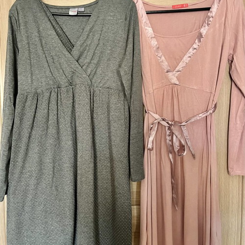 Maternity and nursing nightgowns set like new, size L, gray and pink