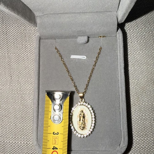 Our Lady of Guadalupe pendant necklace with cz stones and chain