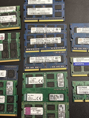 Μνήμες Laptop RAM SO-DIMM πακέτο 13 DDR3 και DDR2 μεταχειρισμένες, λειτουργικές
