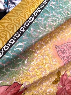 Hibiscus Silk Pareo Sea Pattern New, Brown Beige