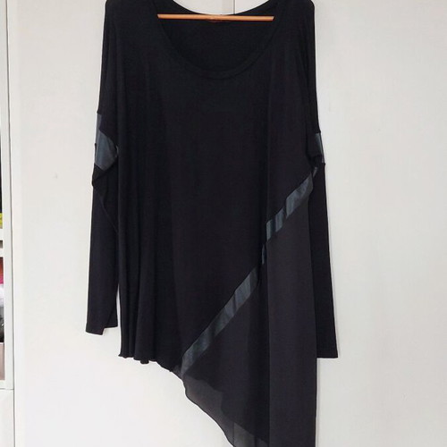 Black fuego asymmetrical blouse with transparency
