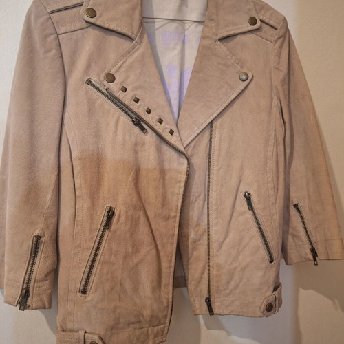 Carling Paris leather (suede) biker jacket used, beige