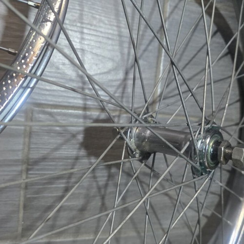 BMX rims new old stock iron with 10mm axle and new sprocket
