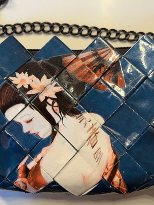Handmade Geisha Art Shoulder Bag new, woven from recycled paper