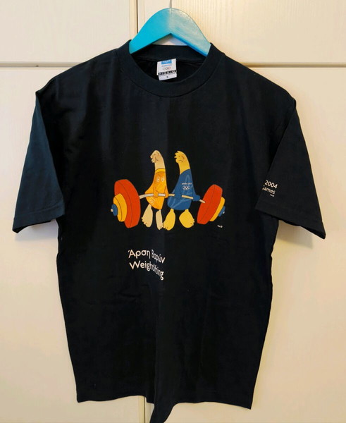 Συλλεκτικό ανδρικό t-shirt ΑΘΗΝΑ 2004 (σε S με θέμα Άρση Βαρών)