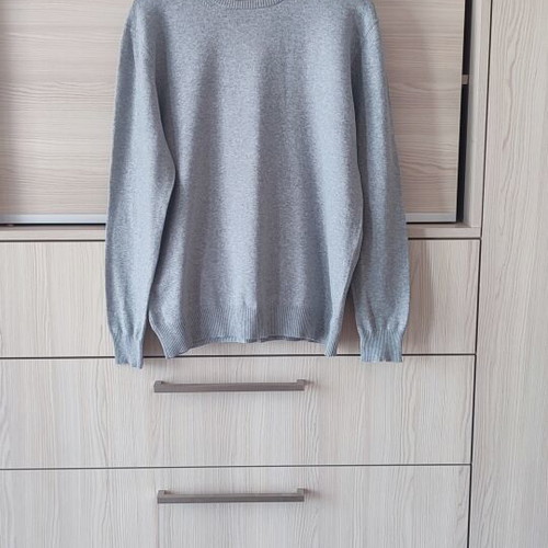 Gin tonic knitted long-sleeve sweater, gray, size M