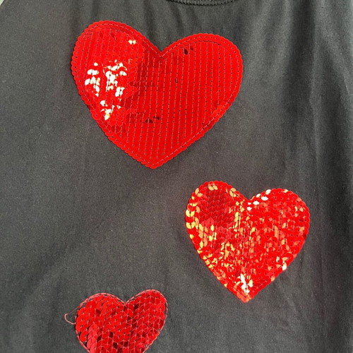 New Look black tank top with sequins and hearts, new with tag