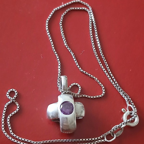 925 Silver Cross Pendant with 42 cm Chain like new
