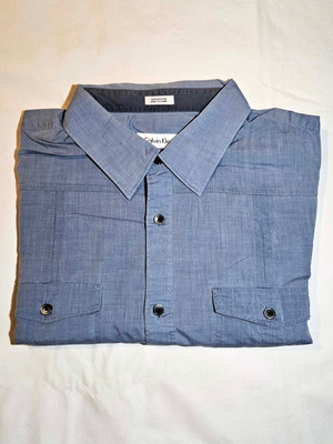 Calvin Klein men's blue shirt with pockets, size L, cotton