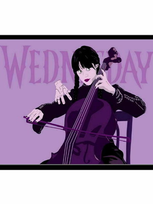 Wednesday frame with wooden black frame made to order 32x22 cm