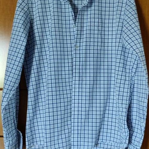 Men's XXL long-sleeve checkered shirt, white and blue
