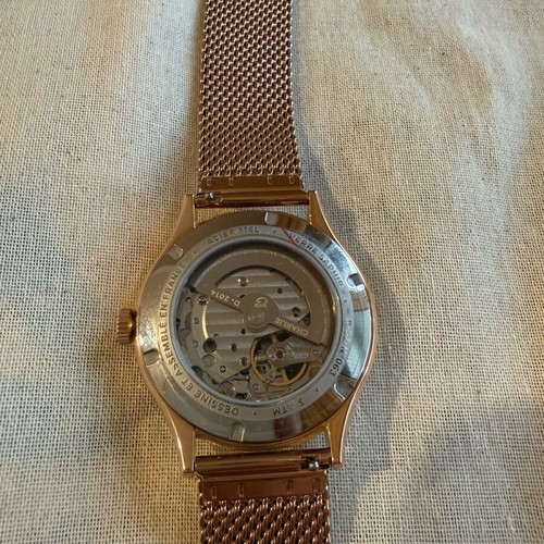 Charlie Initial Open Heart watch rose gold and blue, new