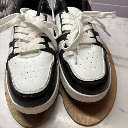 Shein 2-in-1 Kids Athletic Shoes Size 38 Like New, Black and White