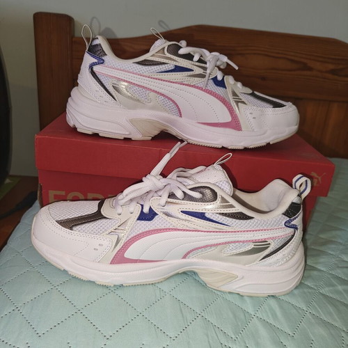 Puma Milenio Tech sneakers new, white with pink and blue accents, size 42.5