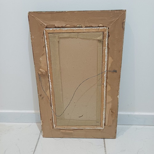 Embroidered painting used with greenish frame 34cm x 54cm