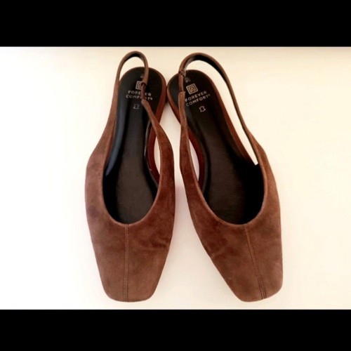 Suede brown ballerinas like new, size 36.5-37, square toe