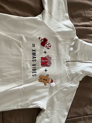 Christmas hoodie sweatshirt like new, size XXS, white