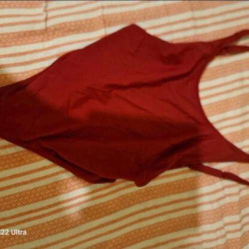 Cool brand burgundy red one-piece swimsuit, large