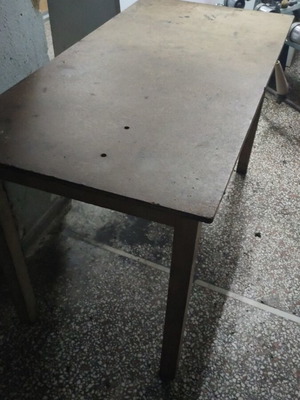 Wooden workbench table used, solid compact