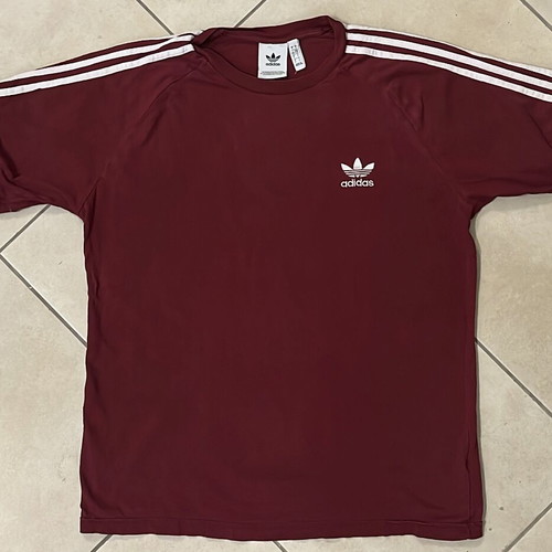 Adidas Originals T-shirt Burgundy with 3-Stripes Trefoil Logo Size L