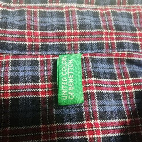Benetton shirt used, 100% cotton, multicolor, size S