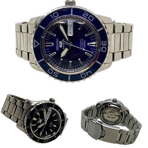 Seiko 5 Sports ανδρικό ρολόι μεταχειρισμένο, μπλε καντράν, αυτόματο