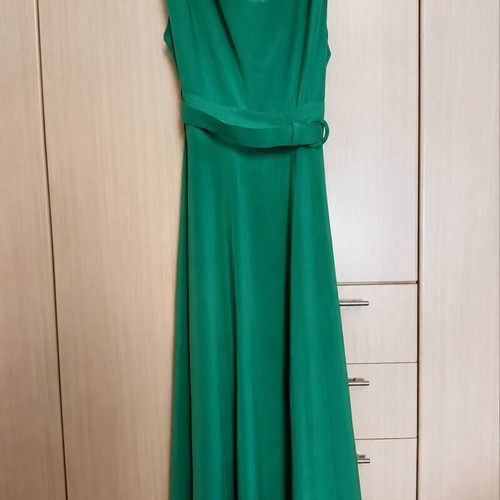Forel green maxi dress with draped neckline, new, size 56