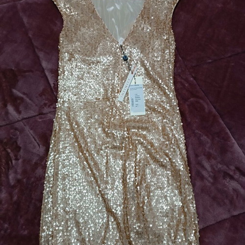 Attrattivo mini dress new, full bead pink/gold size M