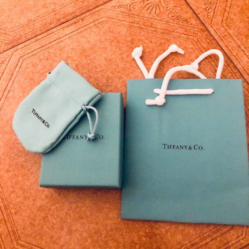 Return to Tiffany heart earrings silver with blue enamel new
