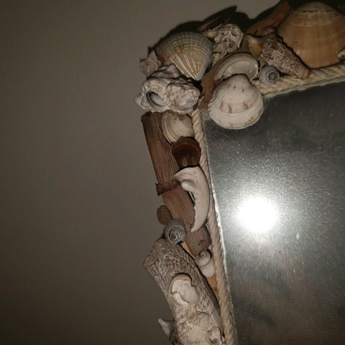 Mirror made of shells like new, handmade decorative